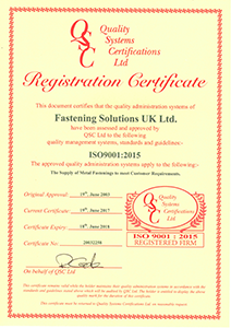 Fastening Solutions - 9001 Cert