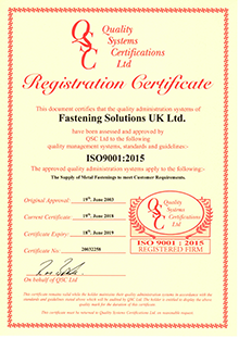 Fastening Solutions - 9001 Cert